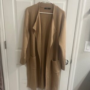 Elegant Tan Open Front Cardigan
